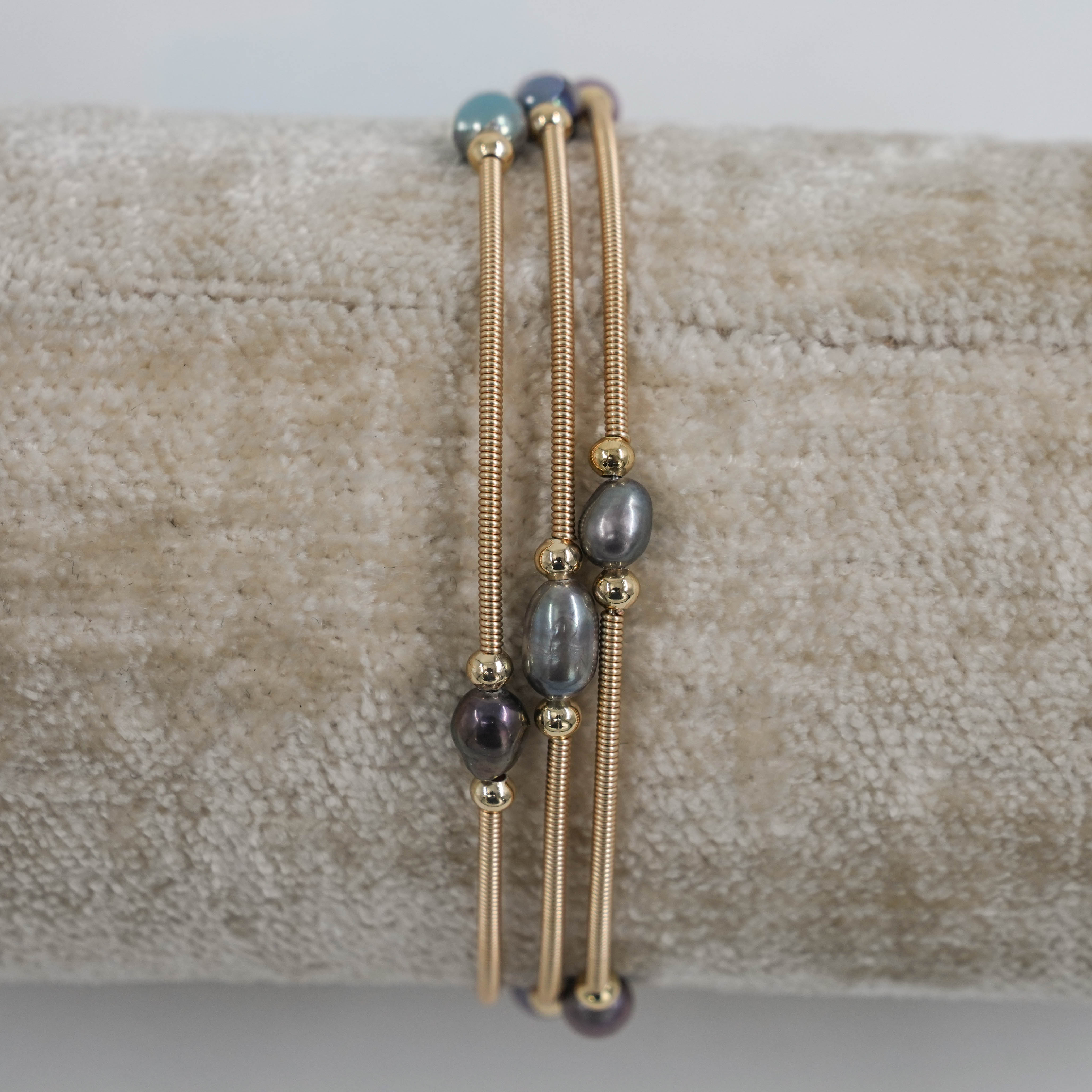 The Pearl Atelier by Kabra Pearls - Gold Polished 3 Layered Pearl Bracelet